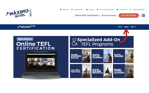 Sign up to Online TEFL Course
